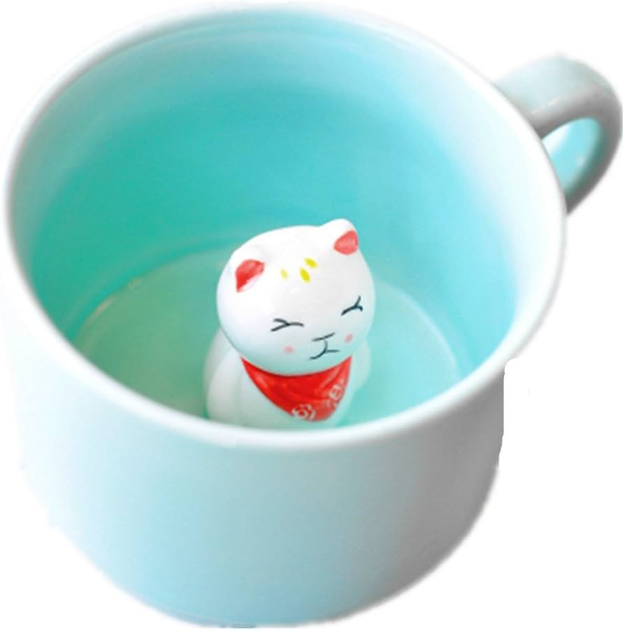 ZaH 3D Coffee Mug Cute Animal Inside Cup Cartoon Ceramics Figurine Teacup for Boys Girls Kids - P... | Amazon (US)