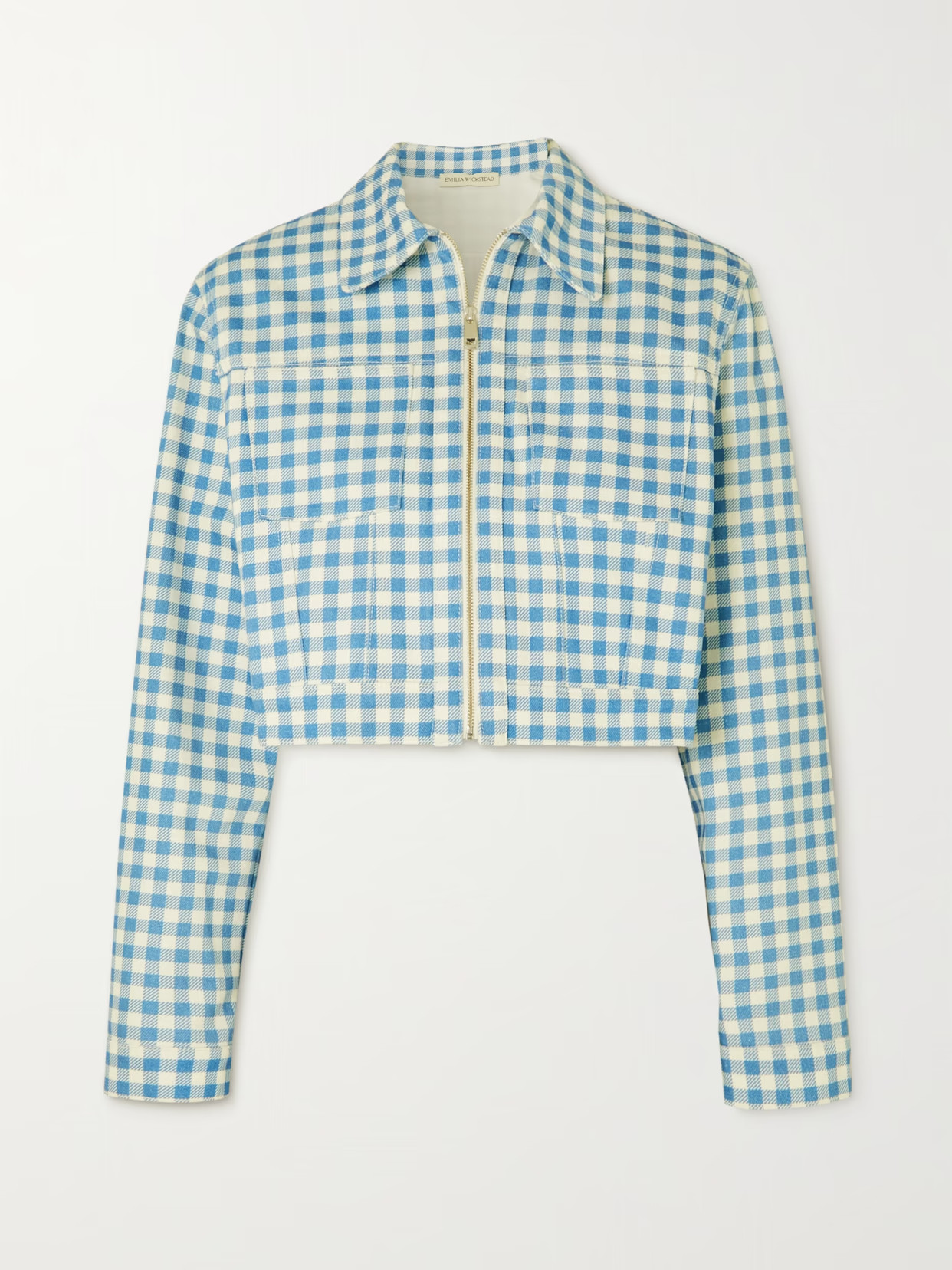 Emilia Wickstead - Agnis Cropped Gingham Denim Jacket - Blue - UK 14 | NET-A-PORTER APAC