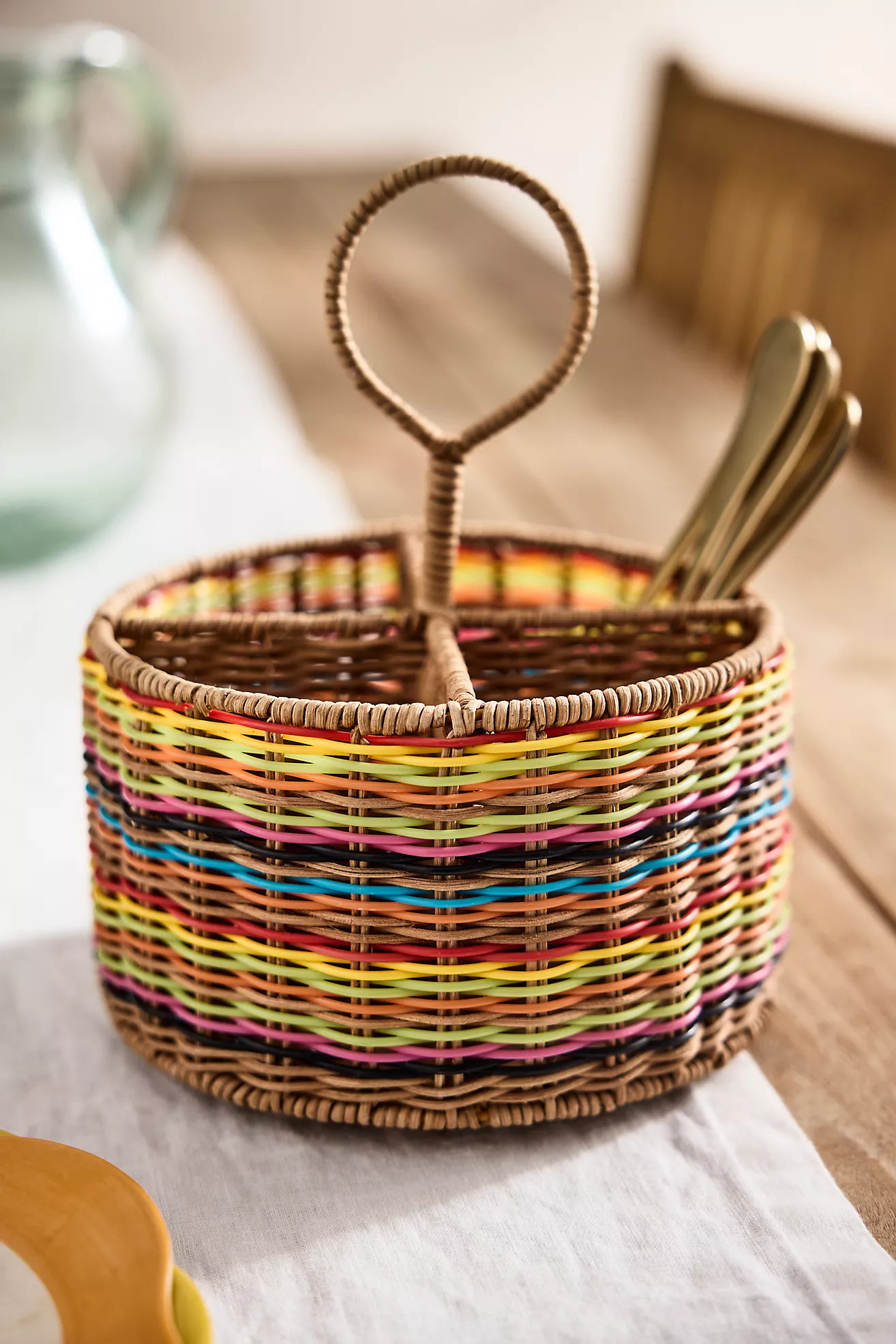 Rainbow Woven Rattan Utensil Holder | Anthropologie (US)