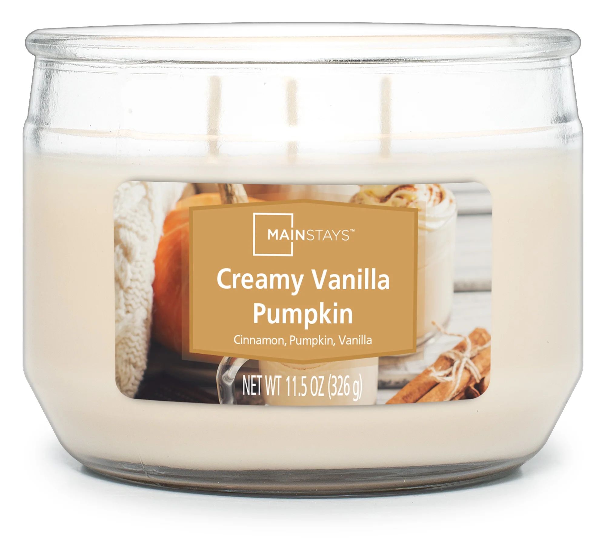 Mainstays Creamy Vanilla Pumpkin 3 Wick Candle, 11.5 oz | Walmart (US)