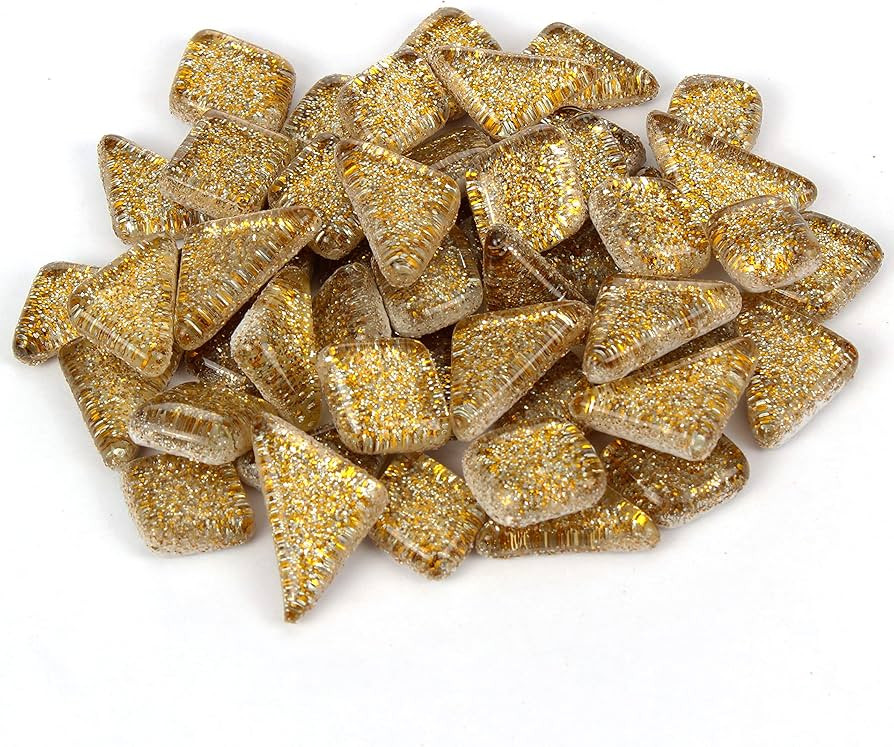 Milltown Merchants™ Gold Glitter Mosaic Tile Pieces - Bulk Sparkle Mosaic Tiles - 1 Pound (16 o... | Amazon (US)