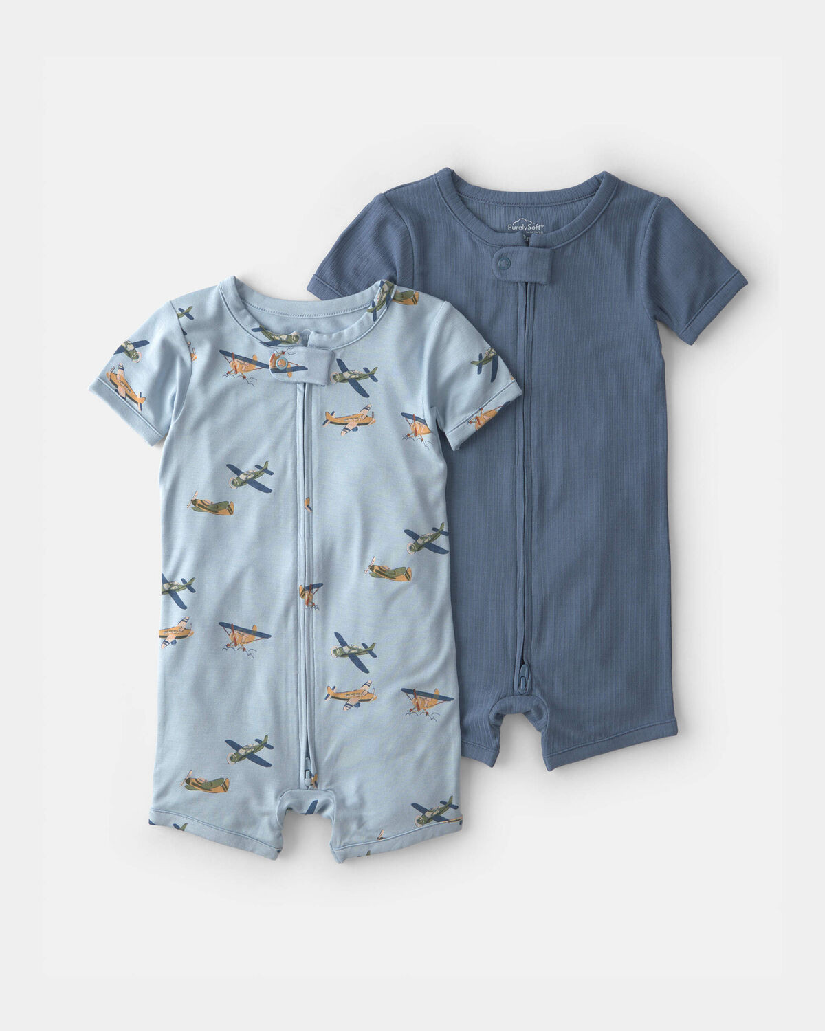 Baby Boy 2-Pack PurelySoft™ Vintage Plane Rompers - Blue | Carter's Inc