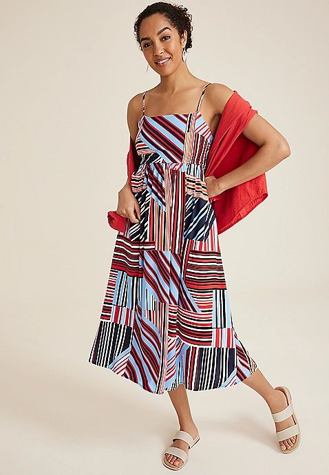 Americana Striped Midi Dress | Maurices