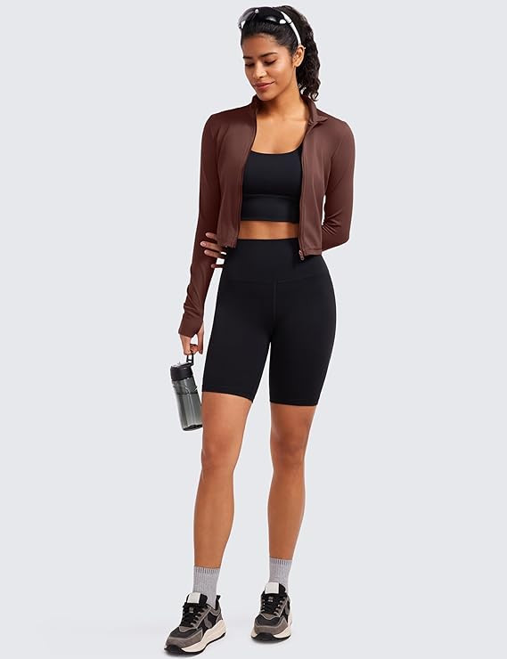 CRZ YOGA Womens Butterluxe Full Zip Cropped Workout Jackets Slim Fit Lightweight Athletic Yoga Ja... | Amazon (US)