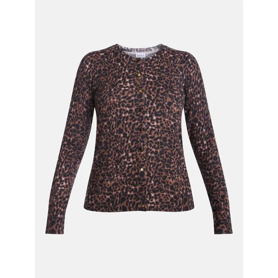 Scenario Women's Button Front Printed Cardigan Sweater, Lightweight, Sizes XS-XXXL | Walmart (US)
