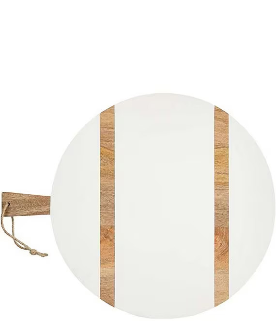 Mud Pie White Large Round Wood Board | Dillard's | Dillard's