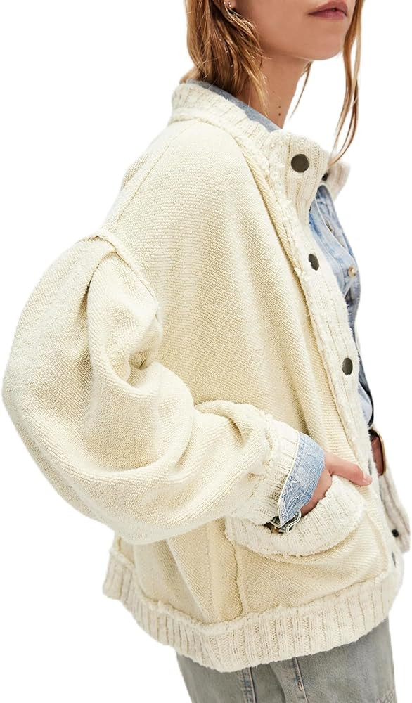 Peaceglad Womens Fall Cardigans Oversized Long Sleeve Button Down Sweaters Chunky Knit Jacket Tre... | Amazon (US)