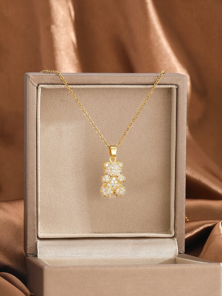 1pc Cartoon Bear Shaped Charm Necklace For Kids, Made Of Copper, Suitable For Daily Life And Party Wear | SHEIN