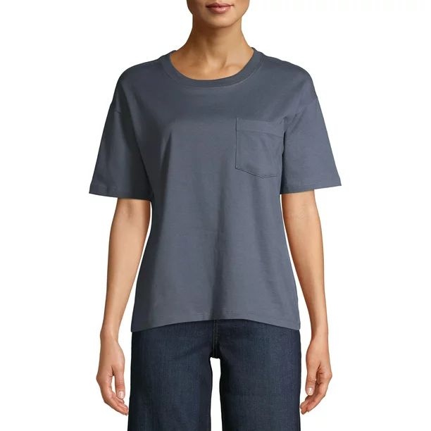 Time and Tru Womens Pima Cotton Boyfriend T-shirt - Walmart.com | Walmart (US)