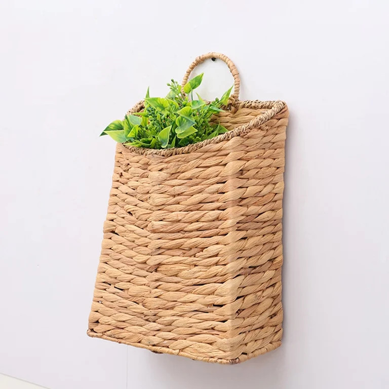 Rattan Woven Hanging Front Door Basket \u2013 Water Hyacinth Planter, Rustic Farmhouse Decor for ... | Walmart (US)