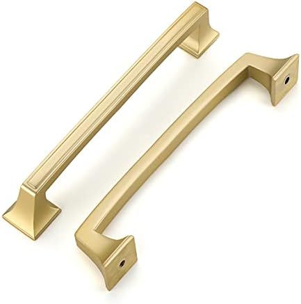 10Pack Gold Drawer Pulls Brushed Gold Cabinet Pulls, Haidms 5inch Gold Cabinet Handles Brass Draw... | Amazon (US)