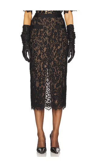 The Lace Midi Skirt in Black | Revolve Clothing (Global)