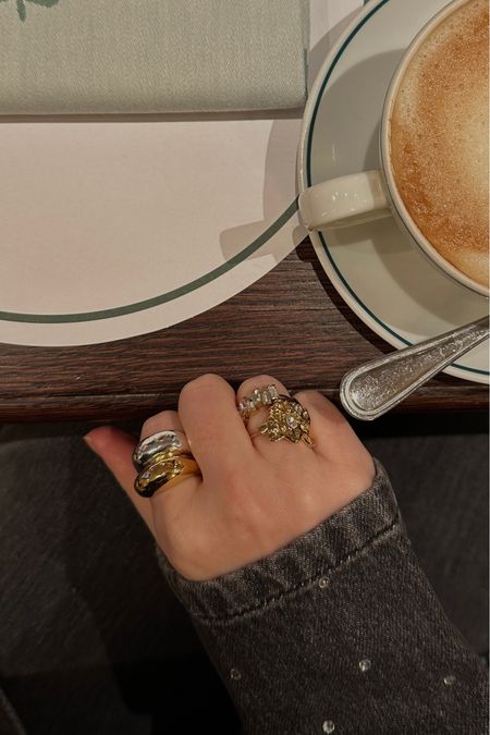 Stacking statement rings ⚜️
Monica Vinader deia ring | Silver dome ring | Gold cocktail ring | Mixed metal trend | Studded Aligne denim shirt | Baguette marquee diamond ring 

#LTKover50style #LTKgiftguide #LTKstyletip