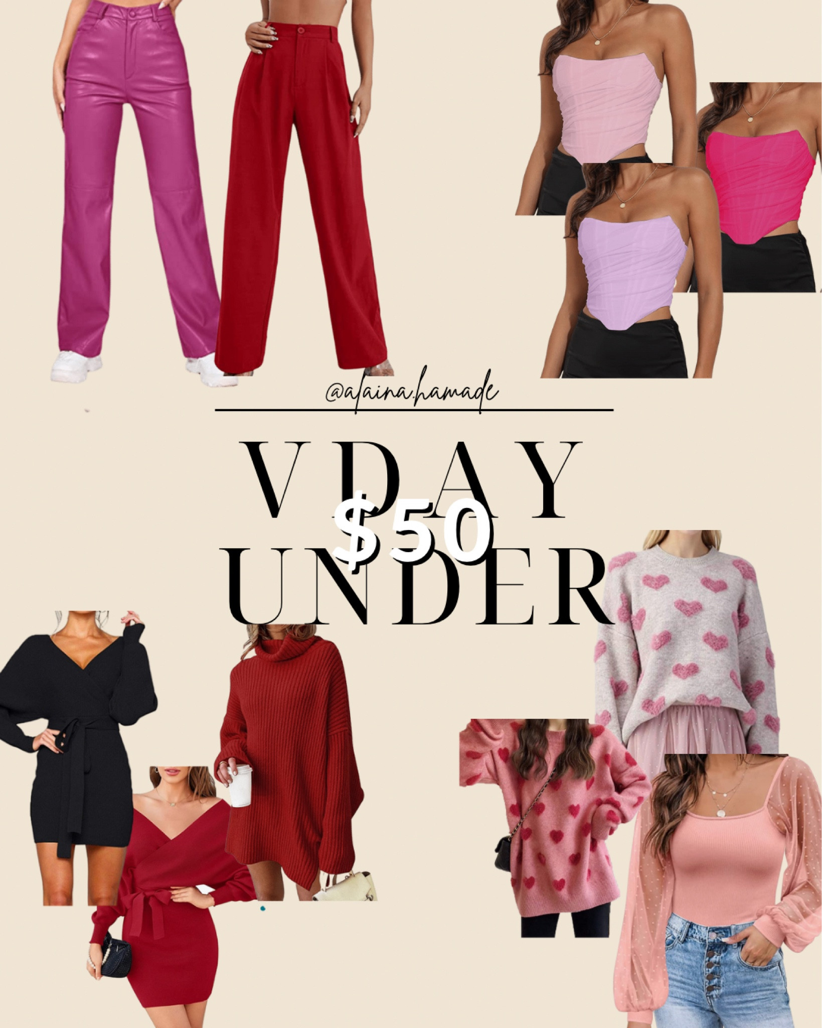 Valentine’s Day Outfits! Red leather pants, sweater dress, heart sweaters #valentinesdayoutfits 

#LTKunder50 #LTKSeasonal #LTKsalealert