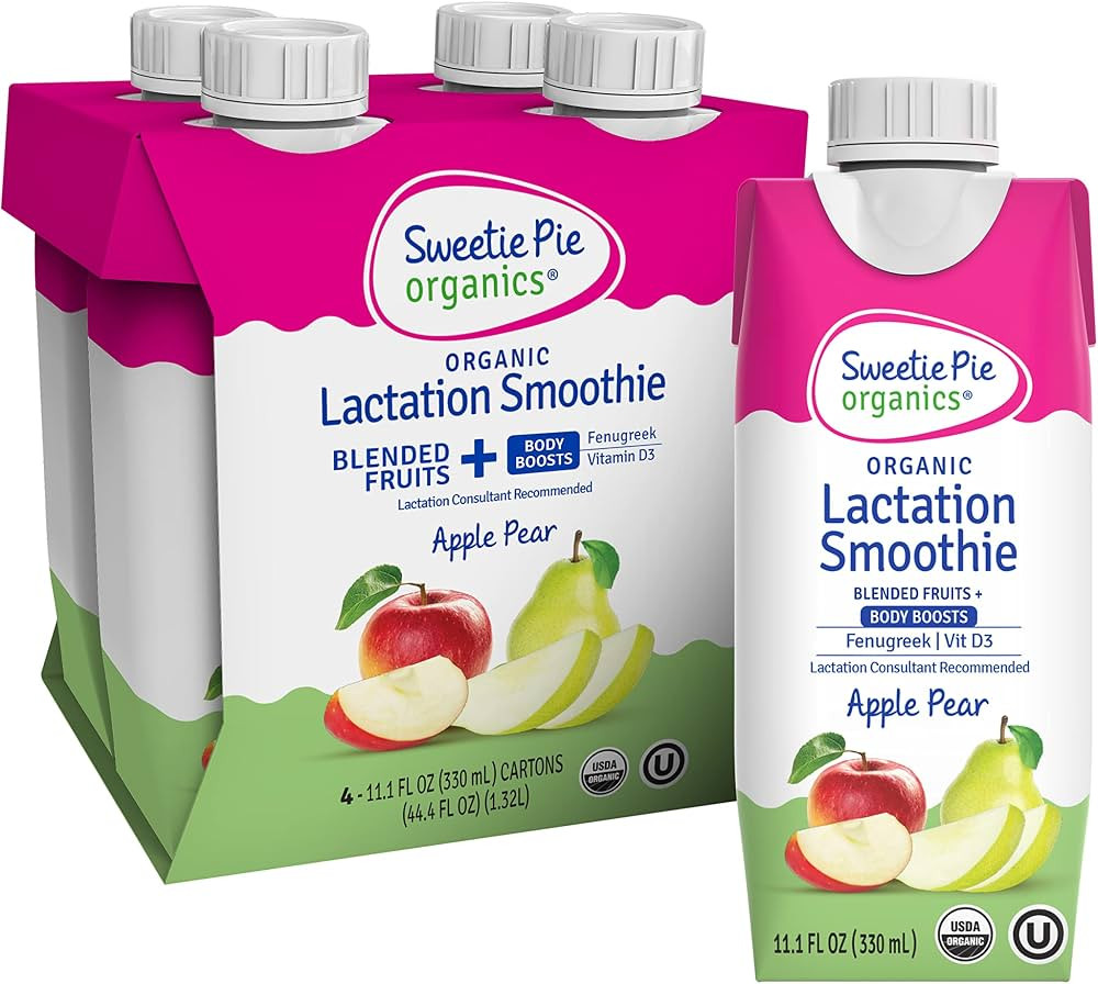 Sweetie Pie Organics Lactation Smoothie, Apple Pear, Support Breast Milk Production for Nursing a... | Amazon (US)