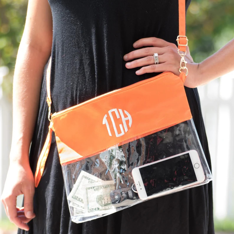Monogrammed Clear Stadium Bags, Personalized Graduation Gift, Team Color Game Day Bag, Clear Game... | Etsy (Global)