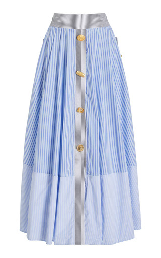 Exclusive Joe Buttoned Striped Cotton Midi Skirt | Moda Operandi (Global)