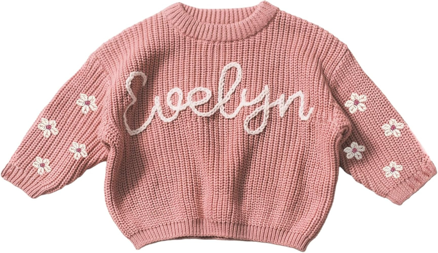 Personalized Baby Knit Sweater, Custom Baby Sweater with Embroidery Name, Custom Name Baby Sweate... | Amazon (US)
