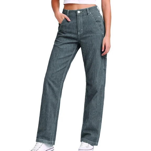 Free Assembly Women's High Rise Cropped Carpenter Barrel Jeans, 26" Inseam, Sizes 0-16 | Walmart (US)