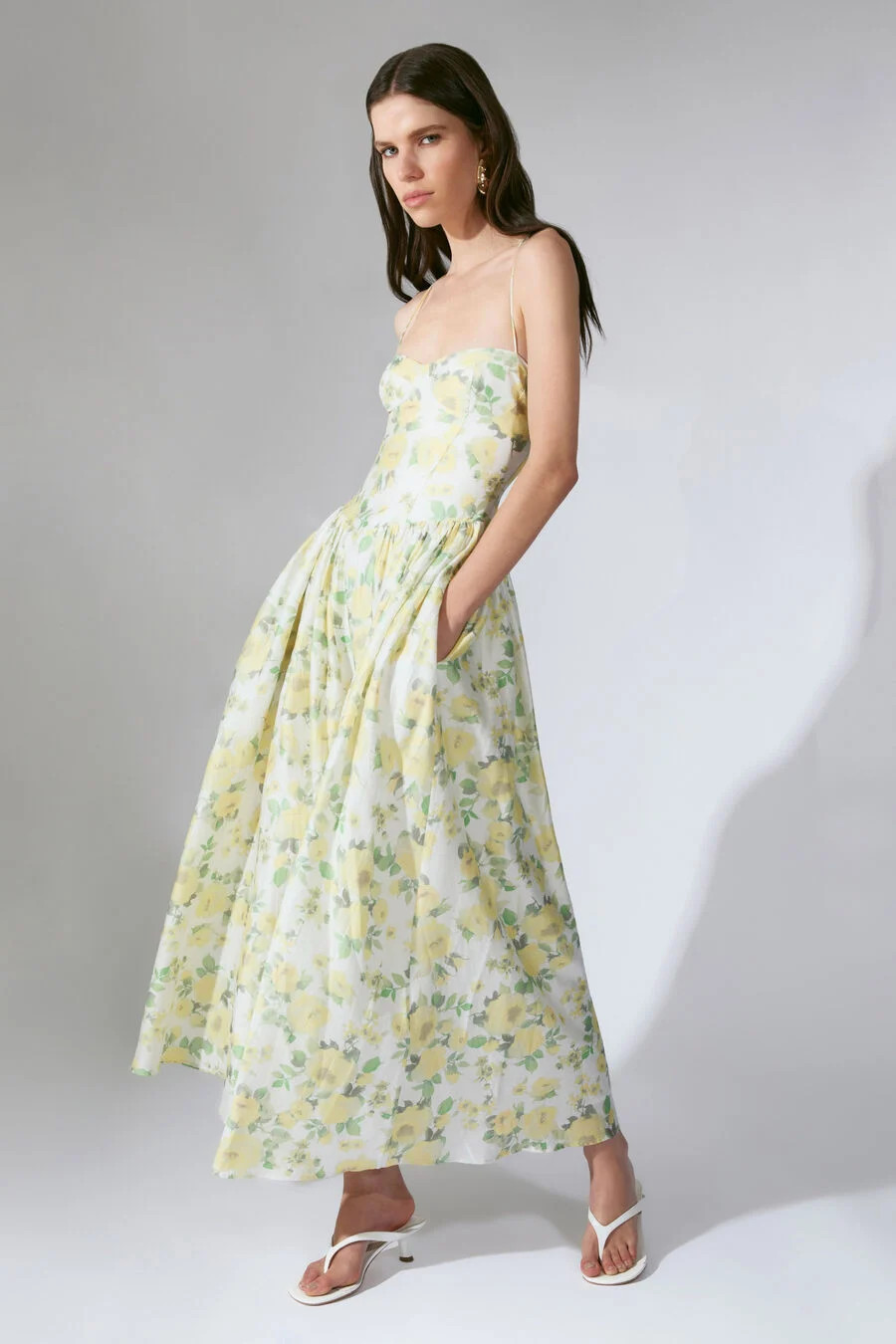 estie printed maxi dress in yellow floral | Bardot (US)