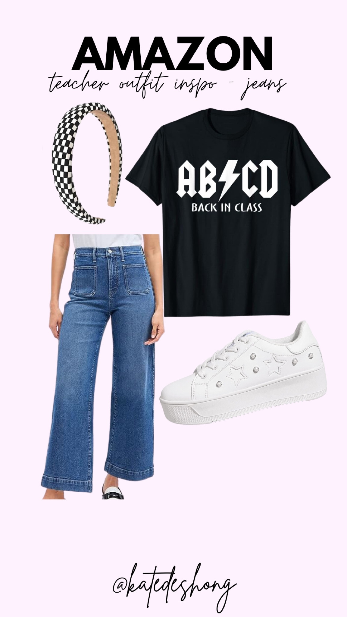 Teacher outfits. Work wear outfits. Casual work outfits. Jeans. Comfy jeans. Stretchy jeans. Amazon finds. budget shopping. Teacher earrings. Back to school. Pencils. Graphic tee. Cute headband. Teacher headband. Under $50. Teacher outfit inspo. Pinterest teacher. Kindergarten teacher. Jeans with no holes. School jeans. Amazon finds. Amazon fashion 

#LTKFind #LTKBacktoSchool #LTKSeasonal