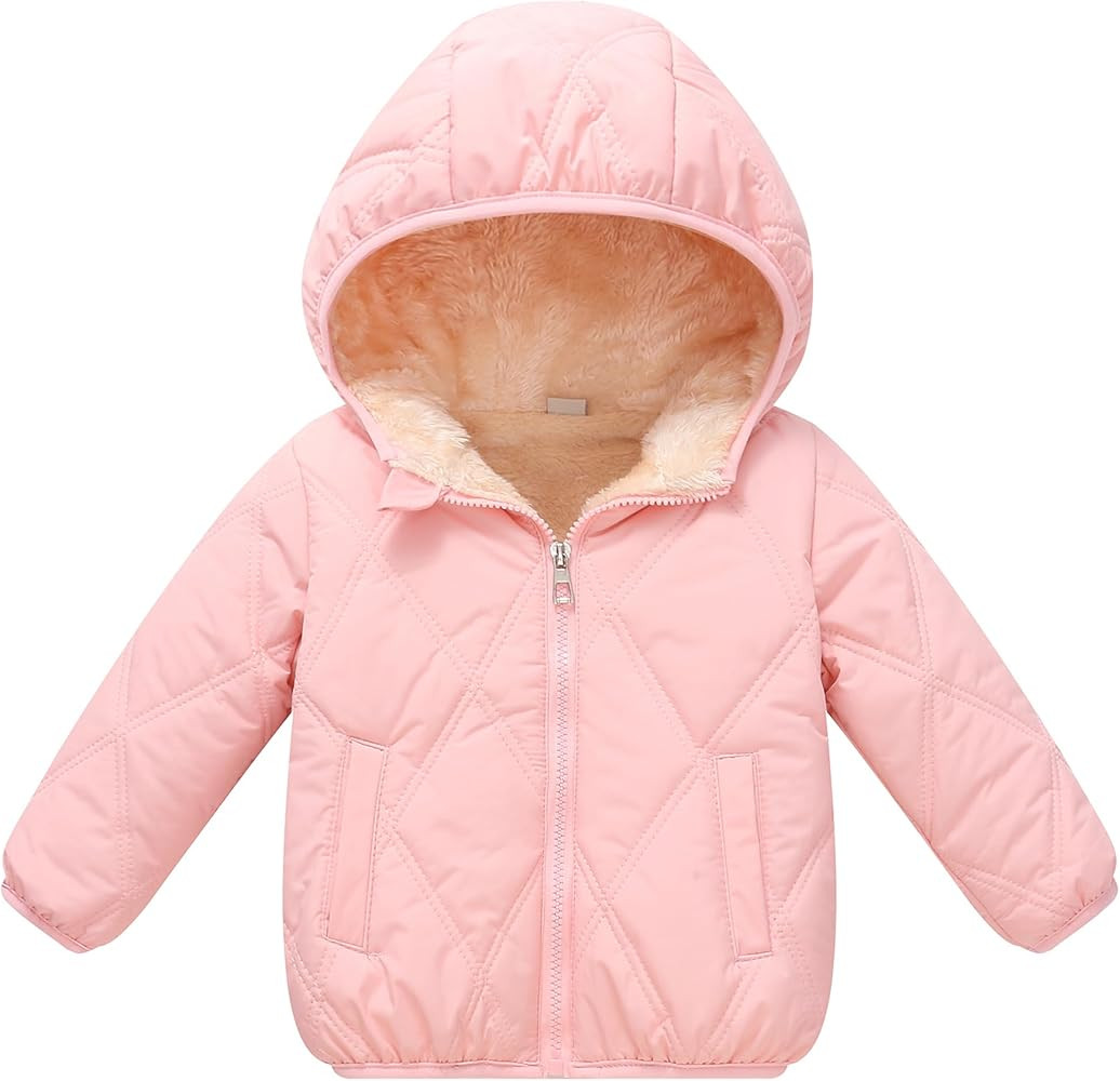 AMIYAN Toddler Winter Jackets Fleece Lined Coat Boys Warm Hooded Coat Girls Zipper Outerwear for ... | Amazon (US)