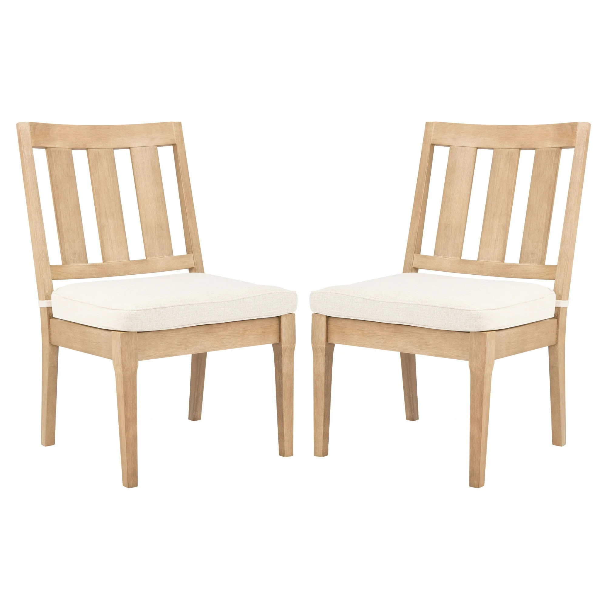 SAFAVIEH Couture Dominica Eucalyptus Wood Outdoor Dining Chair - Set of 2, Natural/White | Walmart (US)