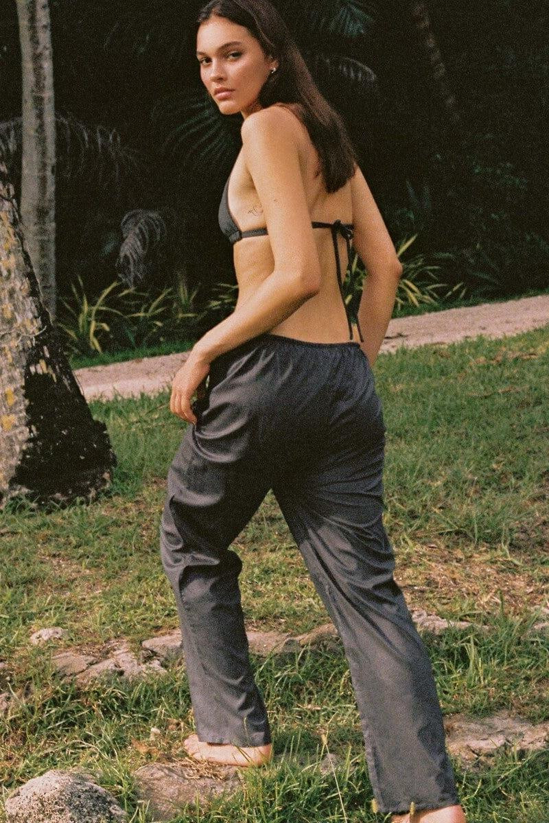 Charcoal Drawstring Wide Leg Pant | Montce