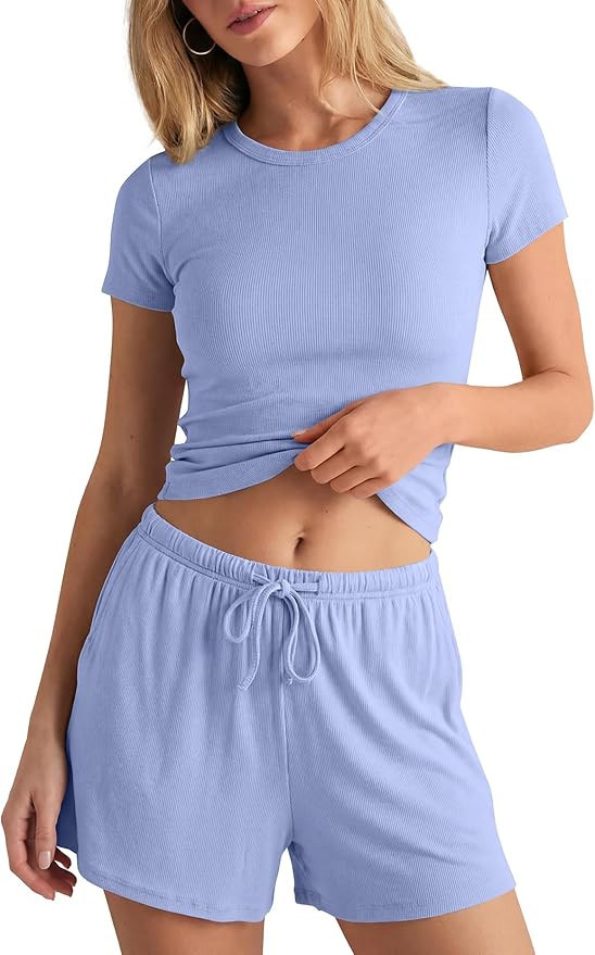 Darong 2 Piece Shorts Set for Women Summer Lounge Wear Casual Airport Travel Outfits Matching Clo... | Amazon (US)