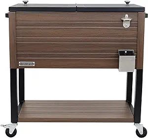 Permasteel 80-Quart Outdoor Patio Cooler with Wheels | Beverage Rolling Cooler for Backyard Deck,... | Amazon (US)