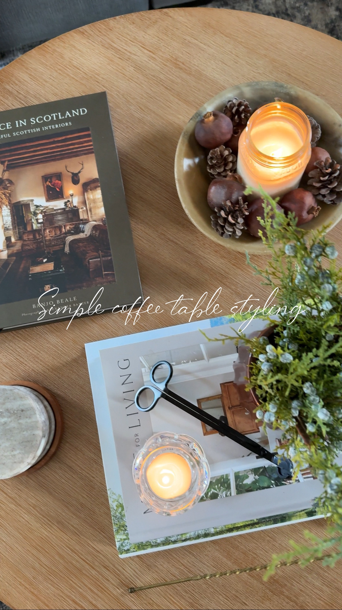 My simple coffee table styling formula ⬇️
.
.
.
1. Books stacked at varied heights 
2. Your favorite smelling candle - I love everything from @antiquecandleco_ 
3. Seasonal greenery or florals for a pop of color and added depth 
4. Vintage accents - like this candle snuffer (@etsy), glass votive holder (@collectingoods), and marble bowl (@oliveateliers)

#LTKHome #LTKFindsUnder50