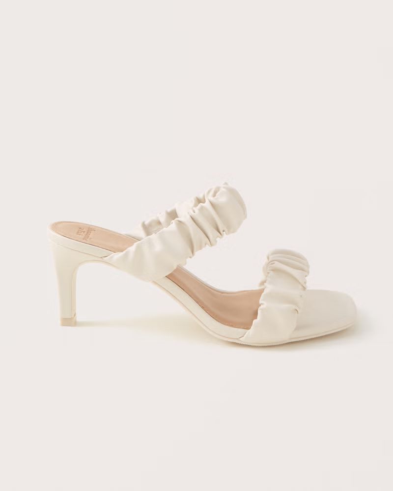 Abercrombie & Fitch Women's Scrunchie Heel Sandals in Cream - Size 8 | Abercrombie & Fitch (US)