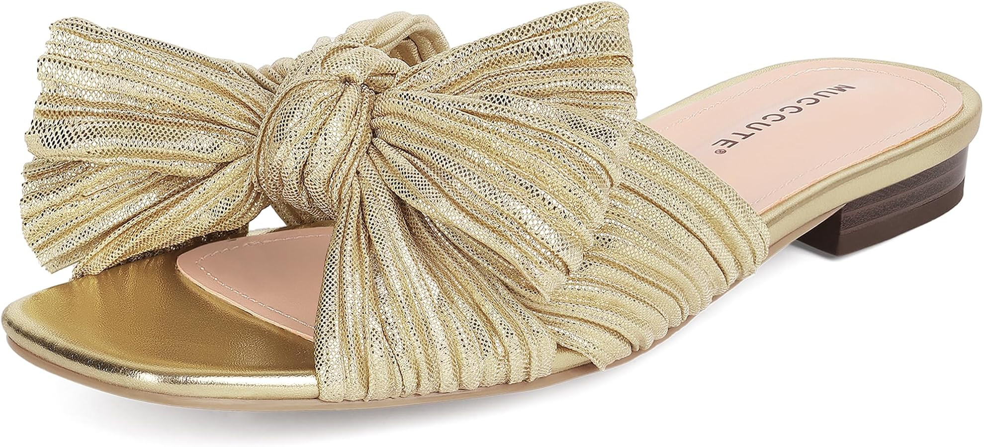 MUCCCUTE Women's Bow Flat Sandals Square Open Toe Fashion Slip on Slides Sandals Comfort Slippers... | Amazon (US)