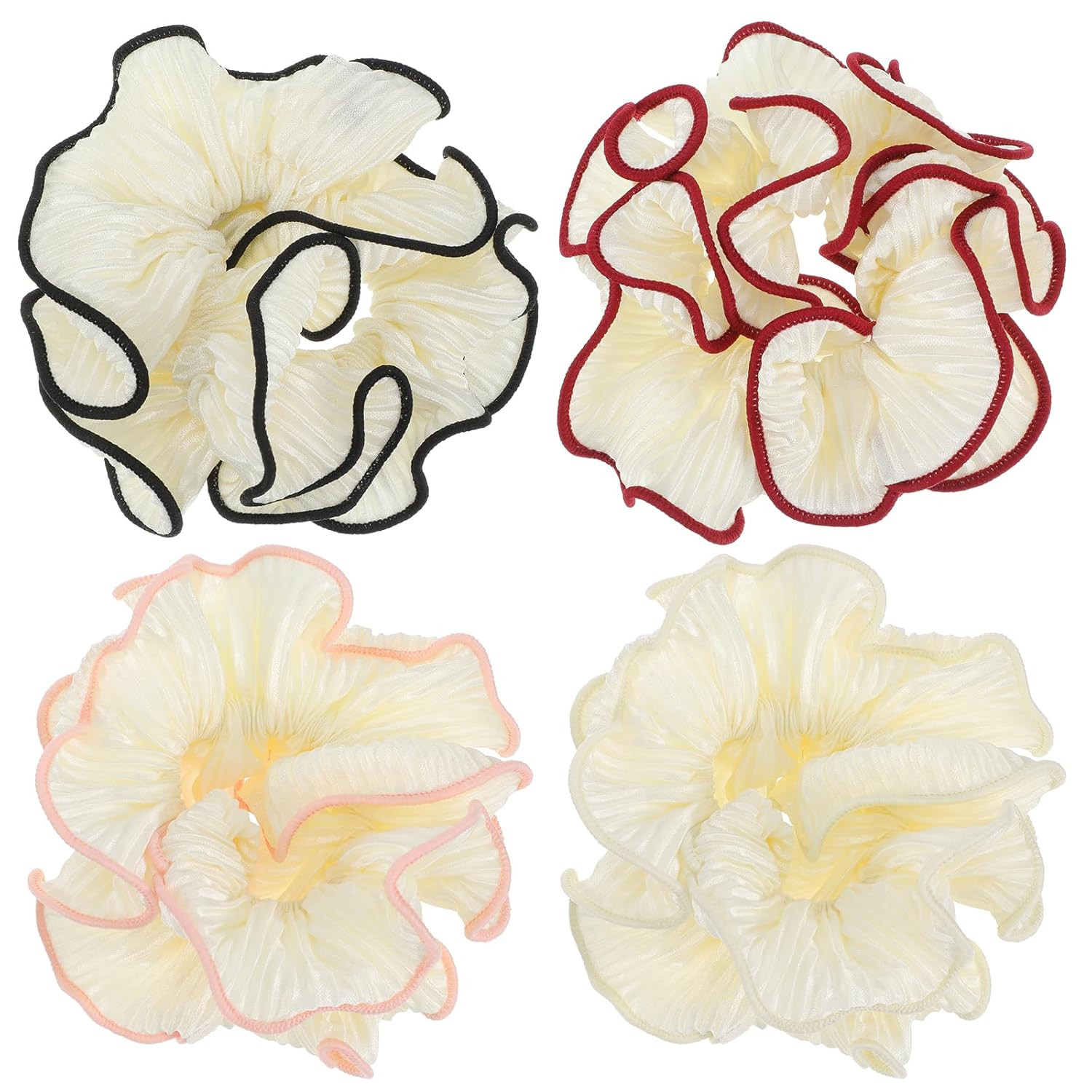 4 PCS Oversized Puffy Hair Scrunchies, 4 Colors Elastic Jumbo Puffy Hair Scrunchy Double Layer Pl... | Amazon (US)