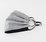 Adjustable professional-looking fabric face mask grey white pinstriped cloth mask - reusable washabl | Amazon (US)