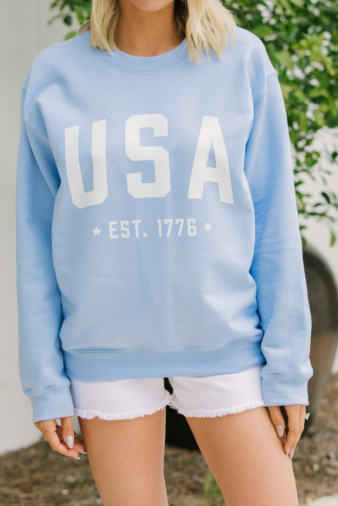 Est. 1776 Baby Blue Graphic Sweatshirt | The Mint Julep Boutique