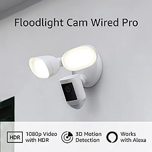 Ring Floodlight Cam Wired Pro with Bird’s Eye View and 3D Motion Detection (2021 release), Whit... | Amazon (US)