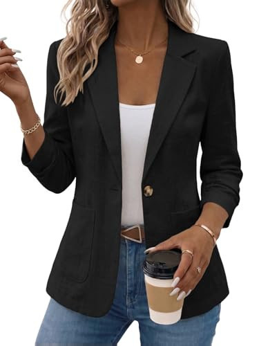 Mina Self Black Blazers Jackets for Women 2026 Summer Womens Blazer 3/4 Sleeve Short Business Casual Work Office Lightweight Fitted Petite Fashion Dressy Trendy Suits Women's Blazers & Suit Jackets | Amazon (US)