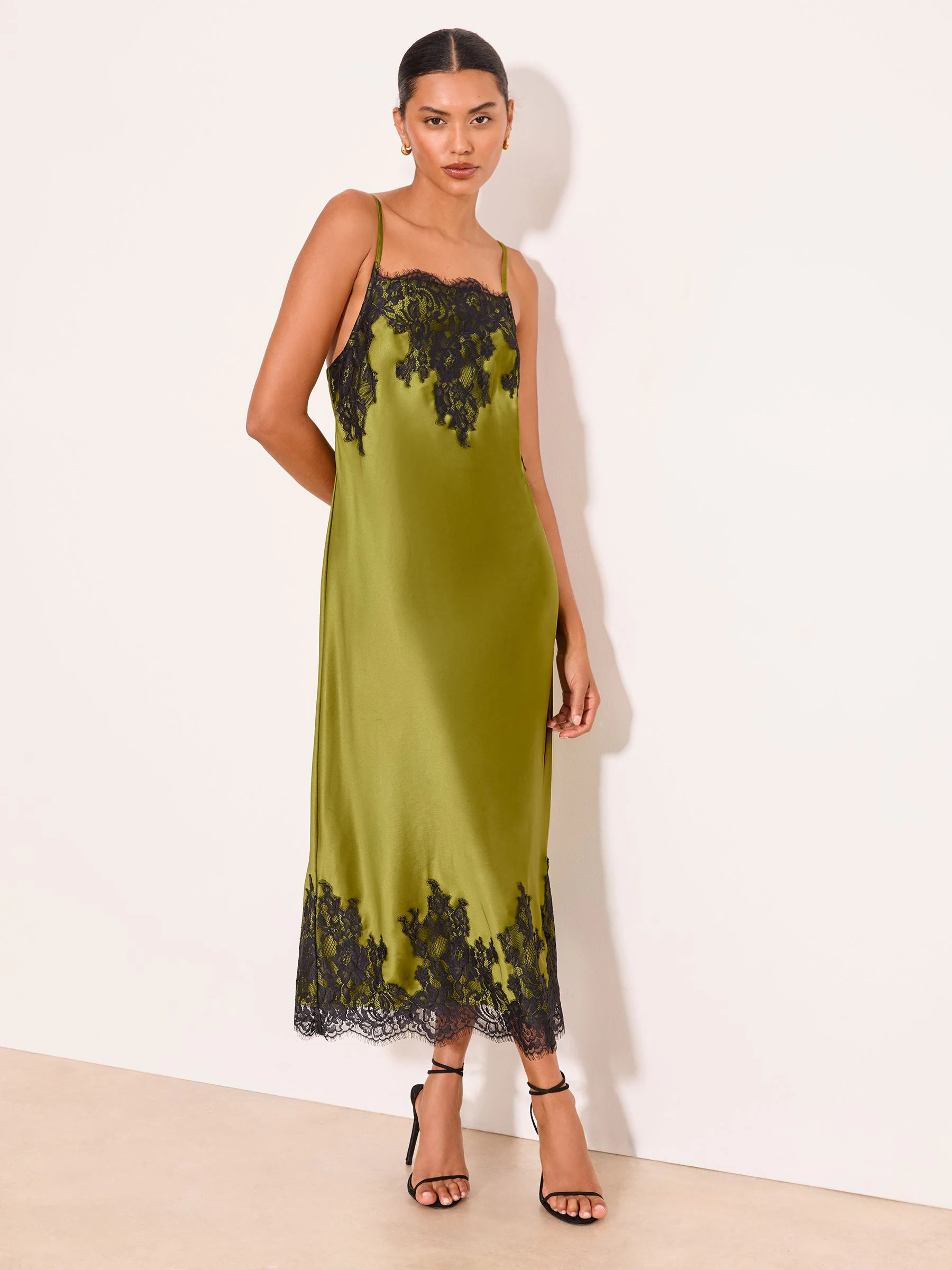 Lipsy Lace Trim Satin Midi Slip Dress | Next US