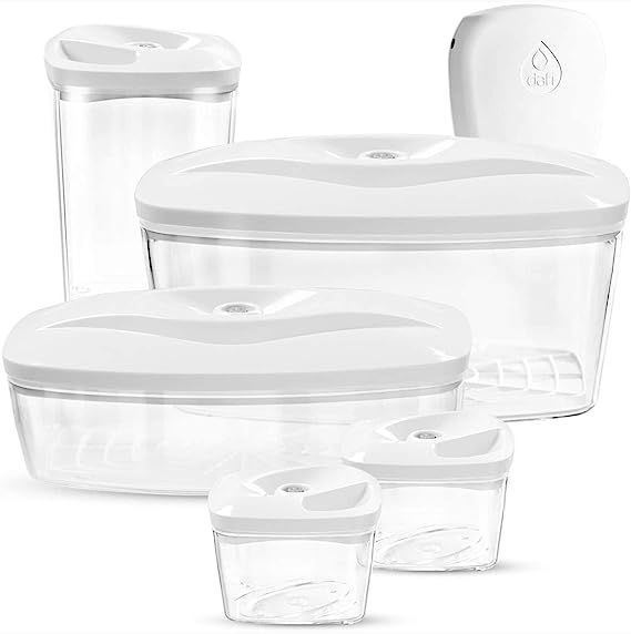 Dafi Set of 5 Vacuum Seal Containers with Electric Pump White BPA-Free - Keep Food Fresh Longer | Amazon (US)