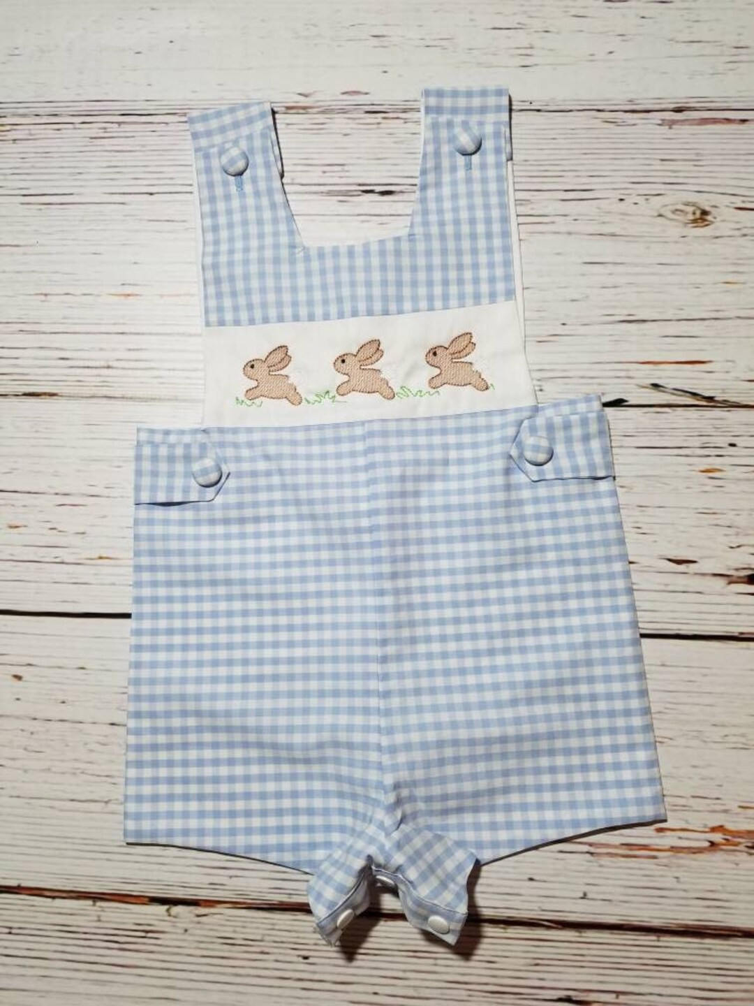 Boys Bunny Trio Jon Jon, Blue Gingham Jon Jon, Easter Outfit | Etsy (US)