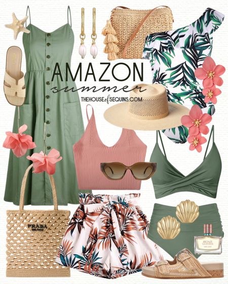Shop these Amazon summer outfit and resortwear Vacation Outfit finds! Bikini swimsuit, raffia bag, midi dress, ribbed cami, floral shorts, straw hat, sun gear, Prada crochet tote bag, statement earrings and more! 

Follow my shop @thehouseofsequins on the @shop.LTK app to shop this post and get my exclusive app-only content!

#liketkit 
@shop.ltk
https://liketk.it/4GUMC