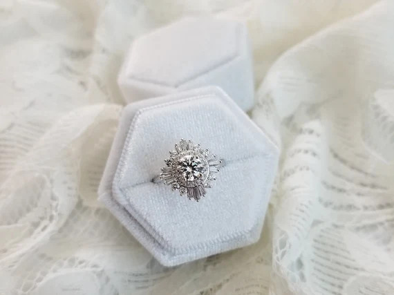 Velvet Ring Box Pearl White Single  Engagement Ring & | Etsy | Etsy (US)