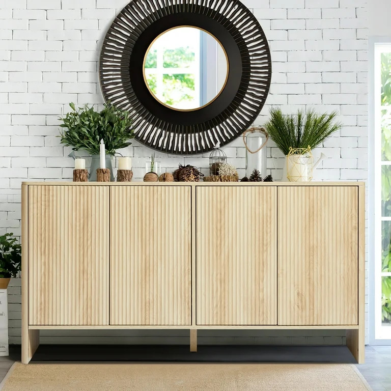 Sideboard Storage Cabinet with Doors and Shelves, Buffet Cabinet with Storage, Credenza Storage C... | Walmart (US)