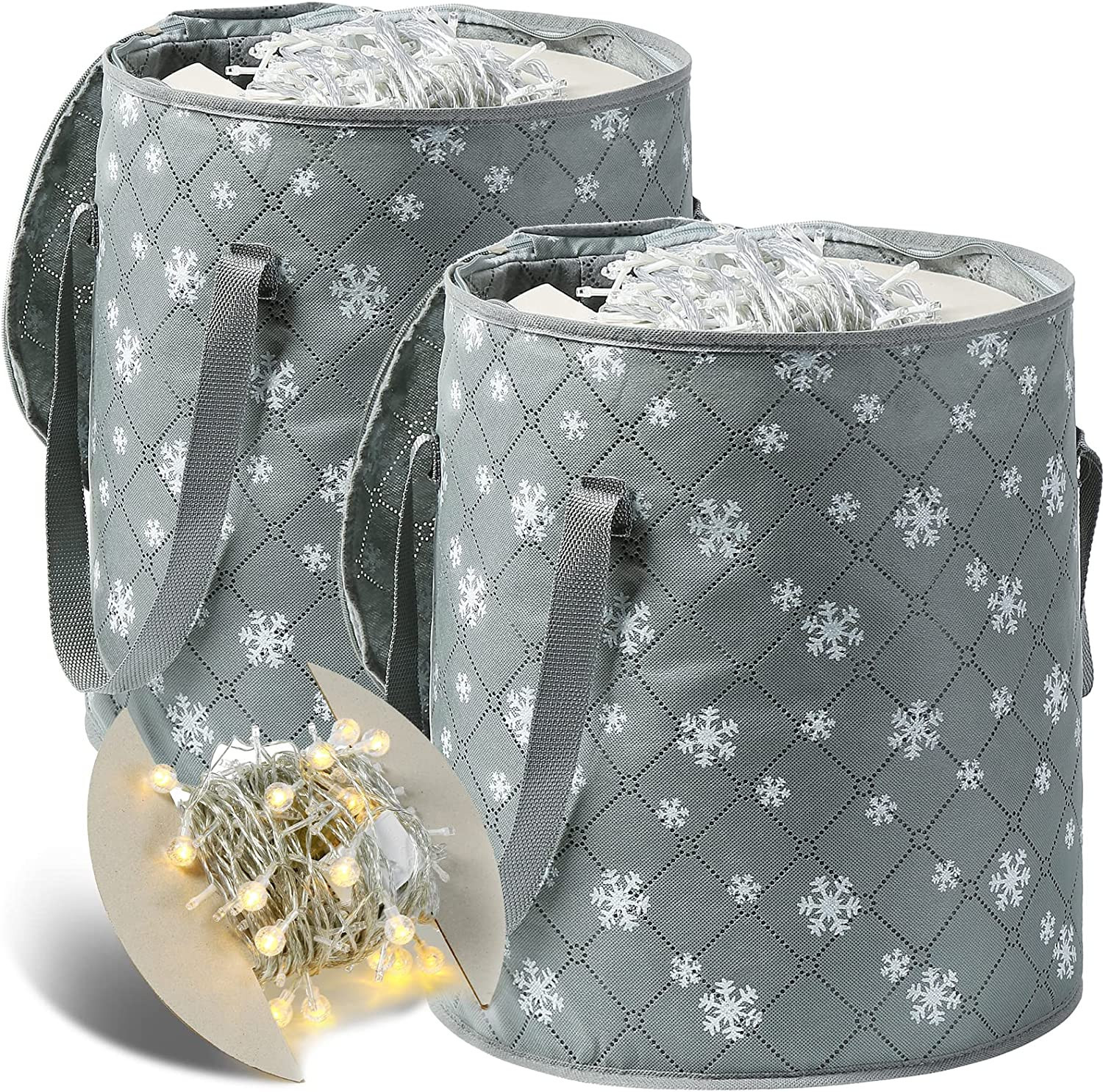 2Pack Thickened Christmas Light Storage Bag with Cardboard Wraps Xmas Holiday Light Bulbs Storage... | Amazon (US)