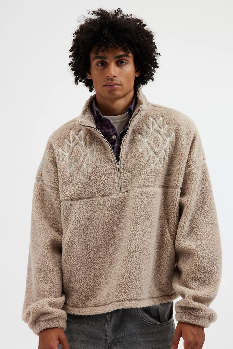 BDG Scotty Chainstitch Fleece Half-Zip Mock Neck Sweatshirt | Urban Outfitters (US and RoW)