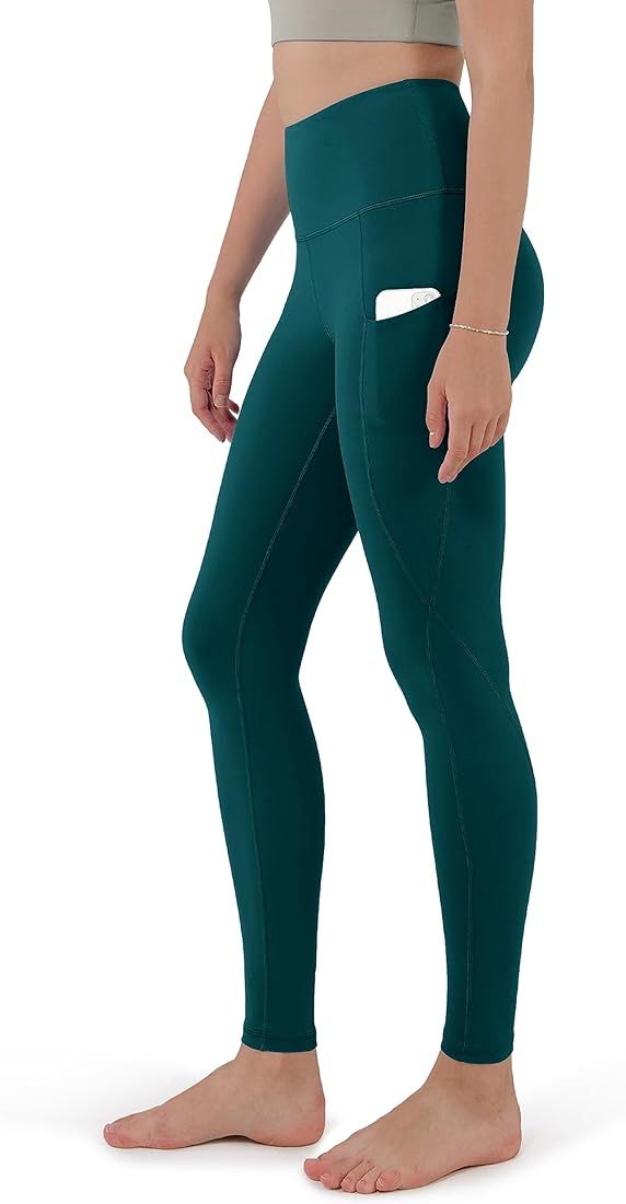 Amazon.com: ODODOS Women's High Waisted Full Length Yoga Leggings with Pockets, 28" Inseam Tummy ... | Amazon (US)