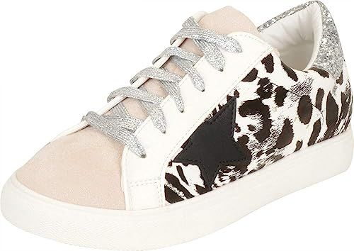 Cambridge Select Women's Low Top Round Toe Star Lace-Up Fashion Sneaker | Amazon (US)