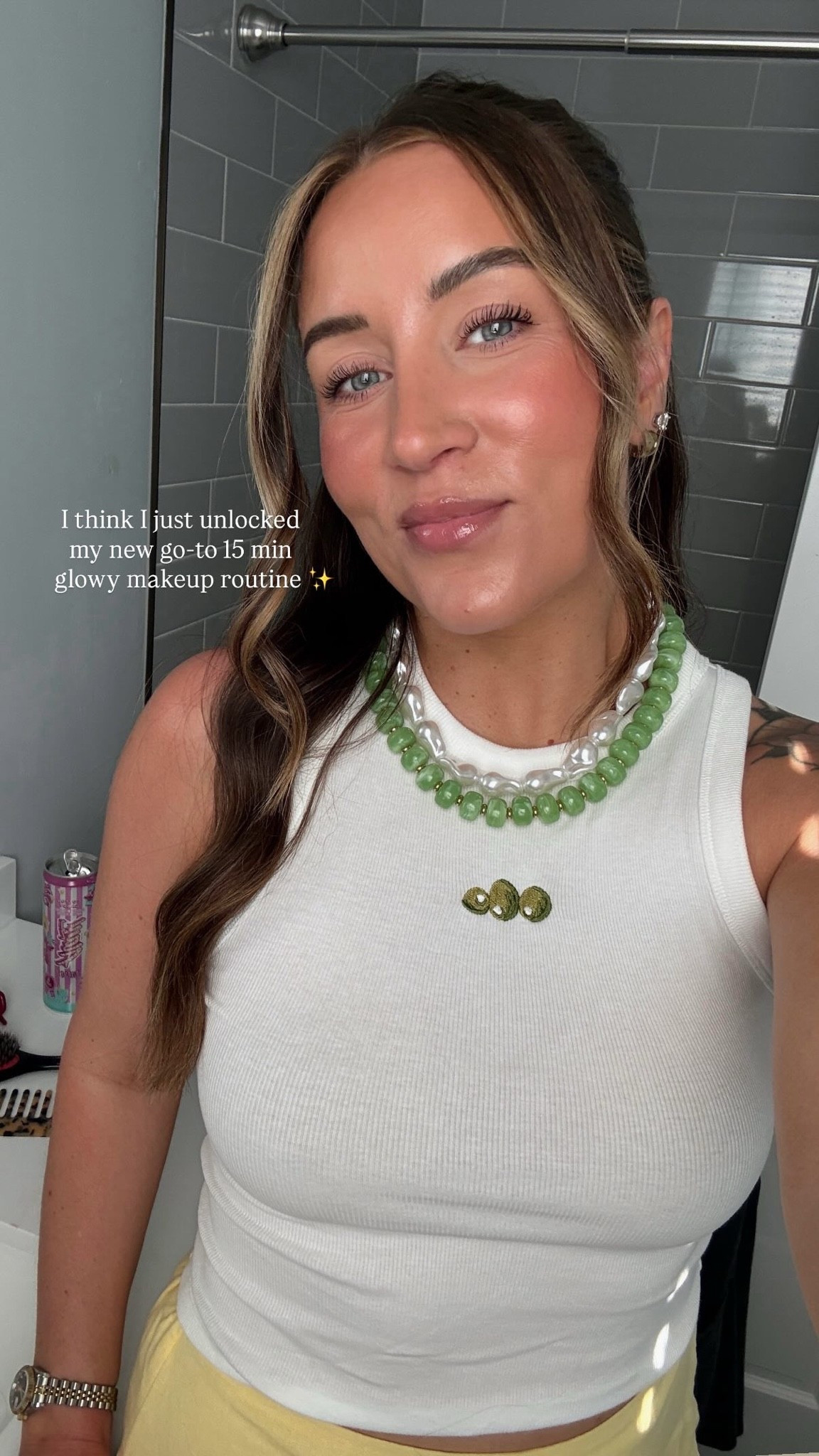 Glowy makeup routine. Summer outfit. Beaded necklaces

#LTKootd #LTKSeasonal