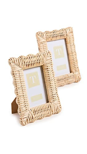 Two's Company 2-Piece 7x9 and 8x10 Rattan Photo Frame Set, Hand Woven Wicker Weave Natural Wood Rustic Boho Decor Frames | Amazon (US)
